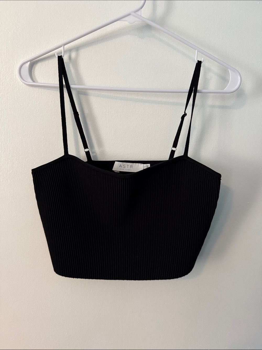 Astr Black Ribbed Cropped Cami